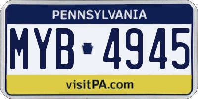 PA license plate MYB4945