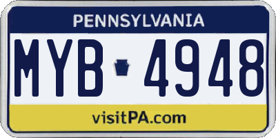 PA license plate MYB4948