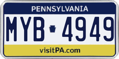 PA license plate MYB4949