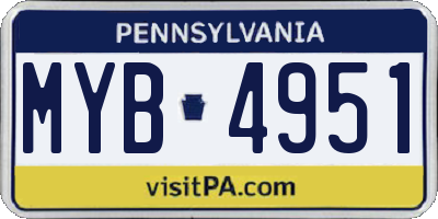 PA license plate MYB4951