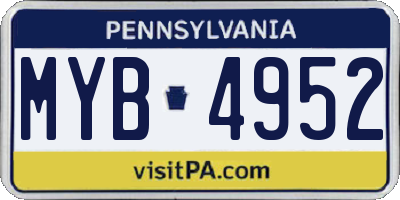 PA license plate MYB4952
