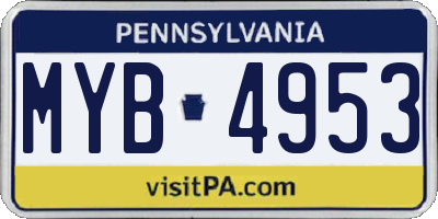 PA license plate MYB4953