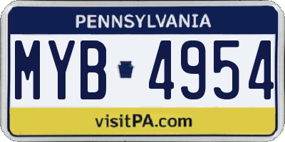 PA license plate MYB4954