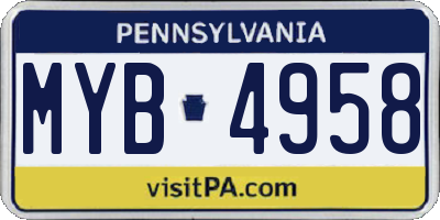 PA license plate MYB4958