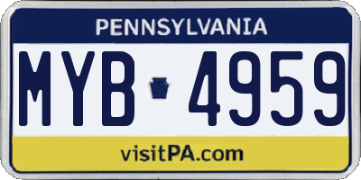 PA license plate MYB4959