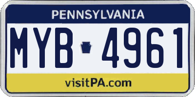 PA license plate MYB4961