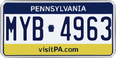 PA license plate MYB4963