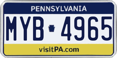 PA license plate MYB4965
