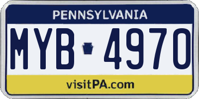 PA license plate MYB4970