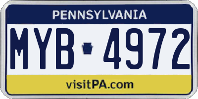 PA license plate MYB4972