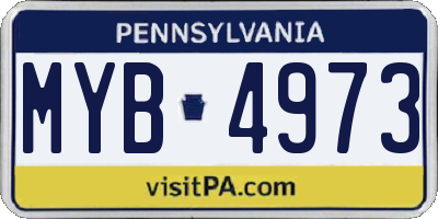 PA license plate MYB4973