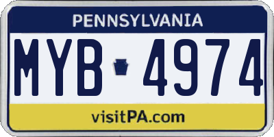 PA license plate MYB4974