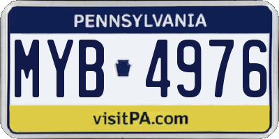 PA license plate MYB4976
