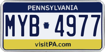 PA license plate MYB4977