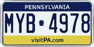 PA license plate MYB4978