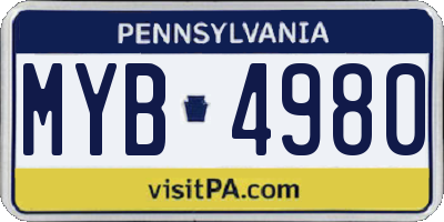 PA license plate MYB4980