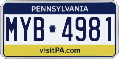 PA license plate MYB4981