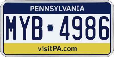 PA license plate MYB4986