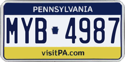PA license plate MYB4987