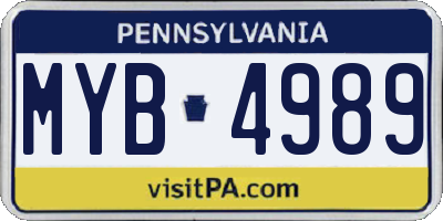 PA license plate MYB4989
