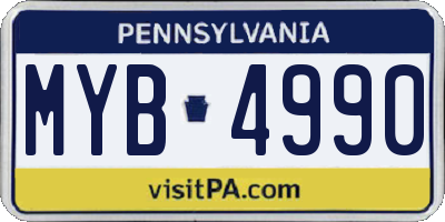 PA license plate MYB4990