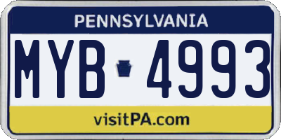 PA license plate MYB4993