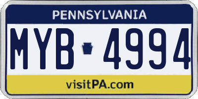 PA license plate MYB4994