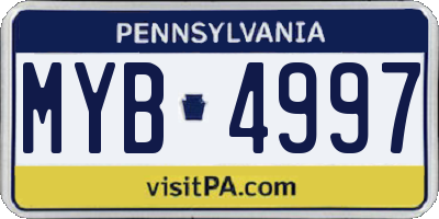 PA license plate MYB4997