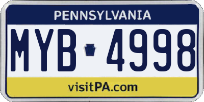 PA license plate MYB4998