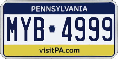 PA license plate MYB4999