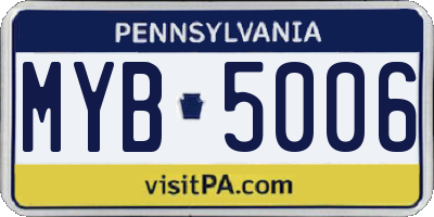 PA license plate MYB5006