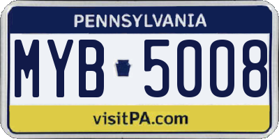 PA license plate MYB5008