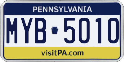 PA license plate MYB5010