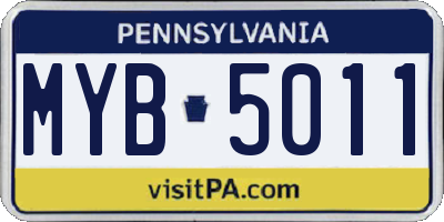 PA license plate MYB5011