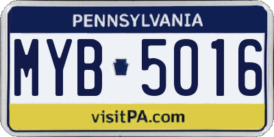 PA license plate MYB5016