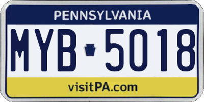 PA license plate MYB5018