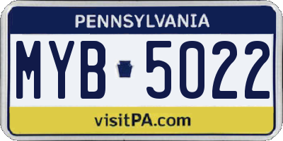 PA license plate MYB5022