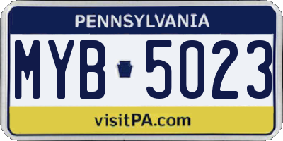 PA license plate MYB5023