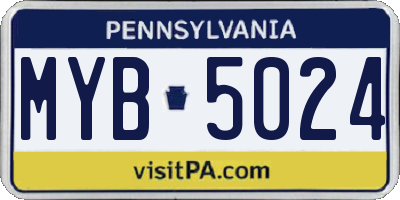 PA license plate MYB5024