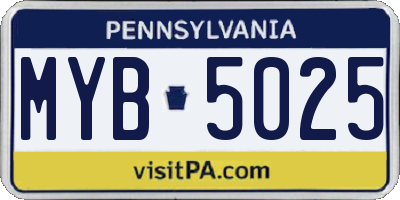 PA license plate MYB5025