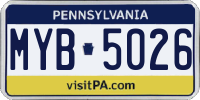 PA license plate MYB5026