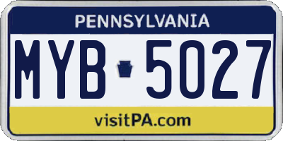 PA license plate MYB5027