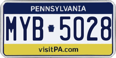 PA license plate MYB5028