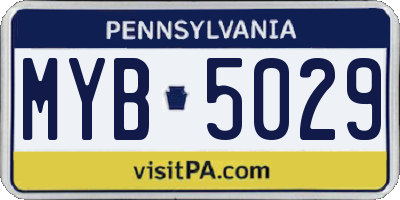 PA license plate MYB5029