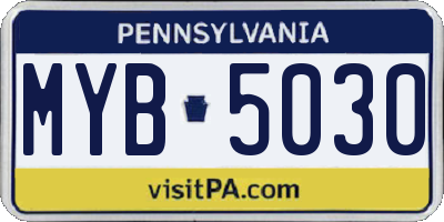 PA license plate MYB5030