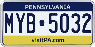 PA license plate MYB5032