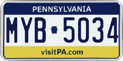 PA license plate MYB5034