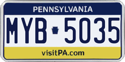 PA license plate MYB5035