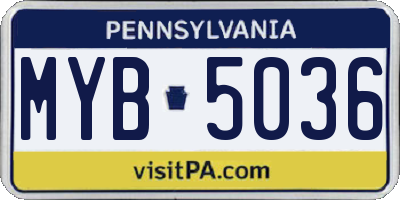 PA license plate MYB5036