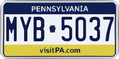 PA license plate MYB5037